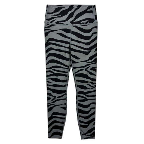 Varley Zebra Print High Rise Leggings Womens S Gray Black Stretch Athletic Pants - Picture 1 of 12